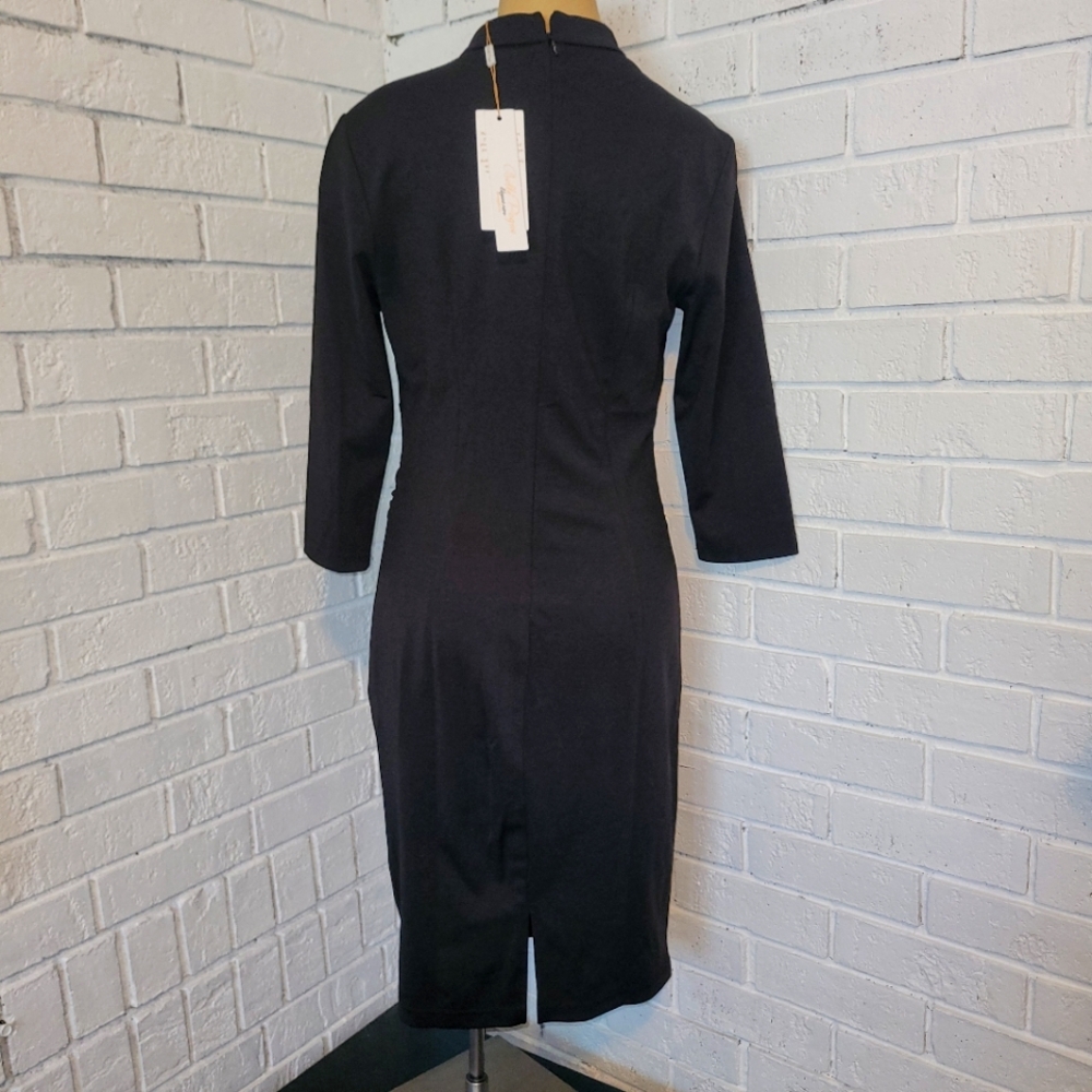 Classic Black Pencil Dress by Belle Poque Size Small - Picture 2 of 5